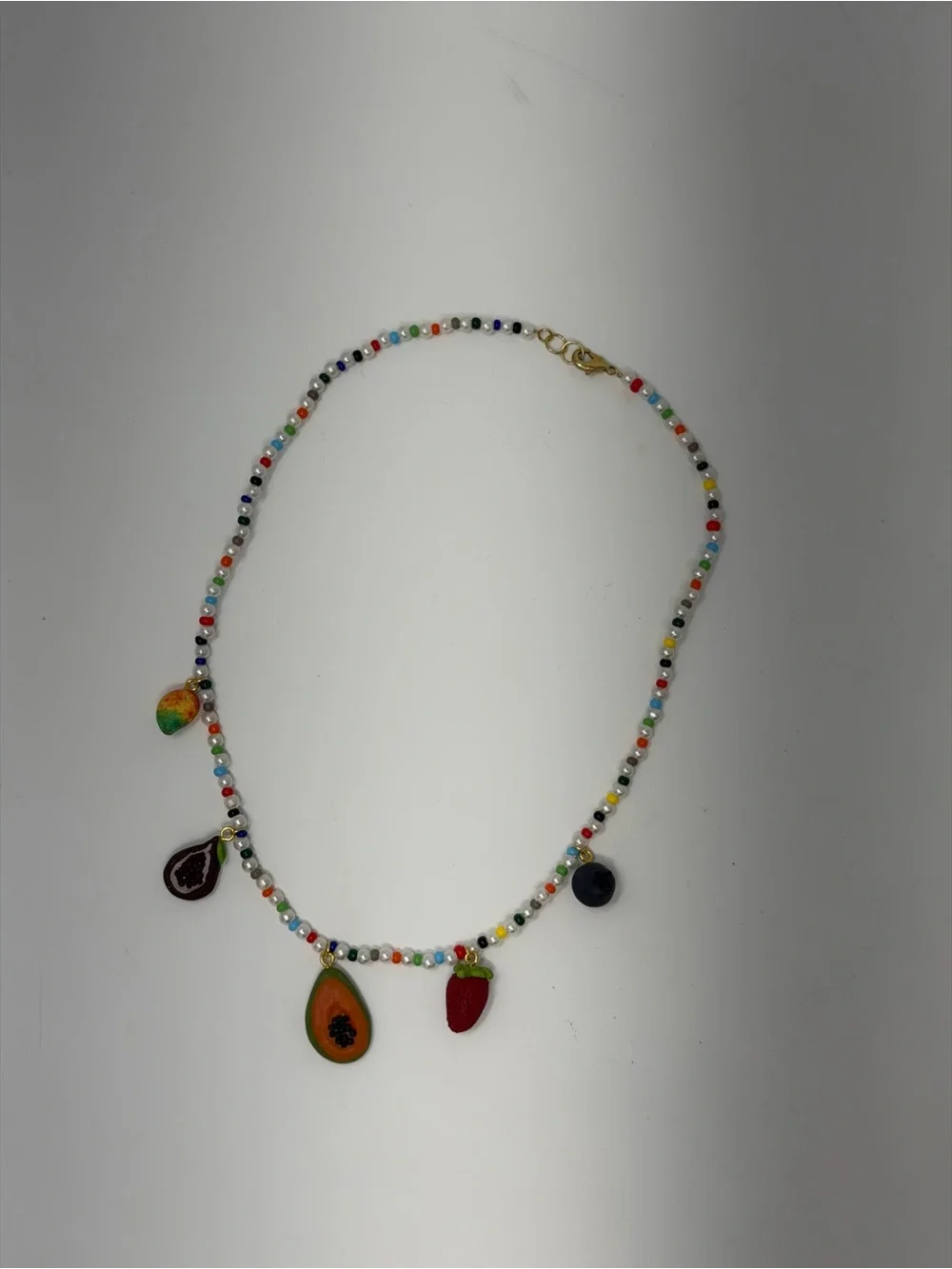 Handmade Summer Colorful Fruit Charm Beaded Necklace - Multicolor